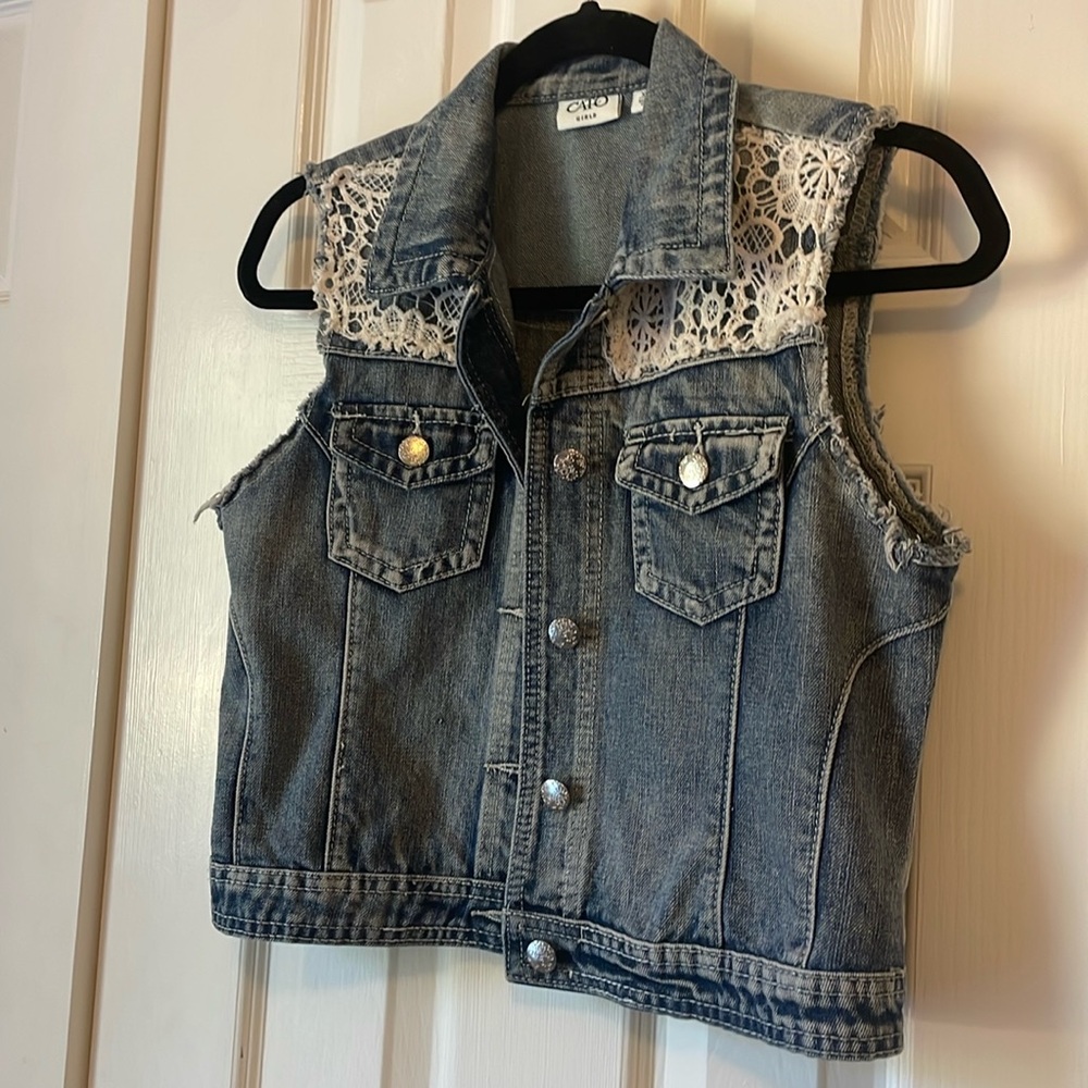 Jean vest, size:girls XL 16